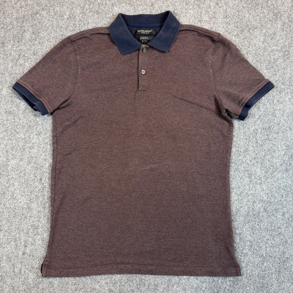 Banana Republic Luxury Touch Polo Shirt Mens Small Standard Fit Burgundy Navy